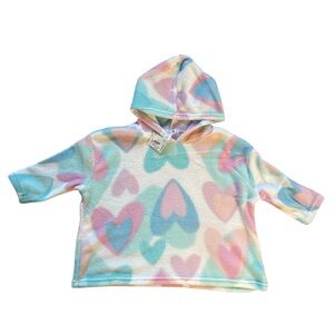 Dots & Dreams Fuzzy Girls Sleep Pullover Hoodie Size 2T/3T Kids Heart Multicolor